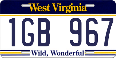 WV license plate 1GB967