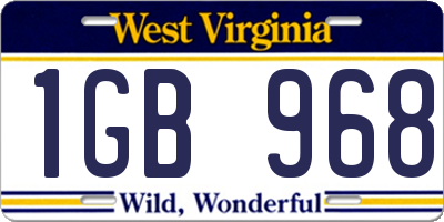 WV license plate 1GB968