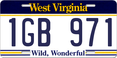 WV license plate 1GB971