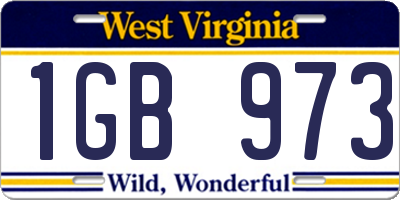 WV license plate 1GB973
