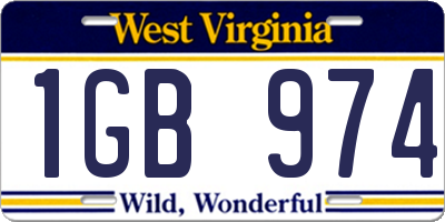 WV license plate 1GB974