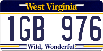 WV license plate 1GB976