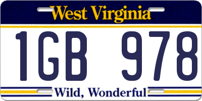 WV license plate 1GB978
