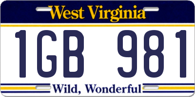 WV license plate 1GB981