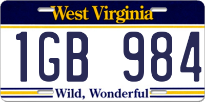 WV license plate 1GB984