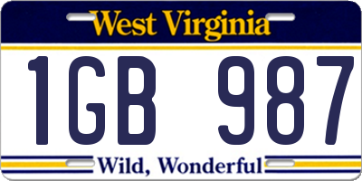 WV license plate 1GB987