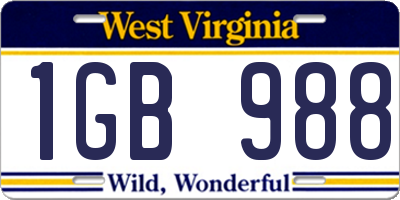 WV license plate 1GB988