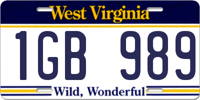 WV license plate 1GB989