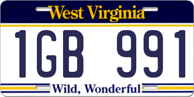 WV license plate 1GB991