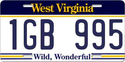 WV license plate 1GB995