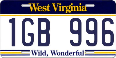 WV license plate 1GB996