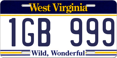 WV license plate 1GB999