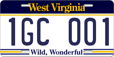 WV license plate 1GC001