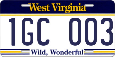 WV license plate 1GC003