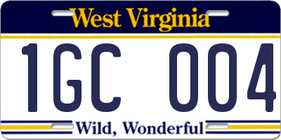 WV license plate 1GC004