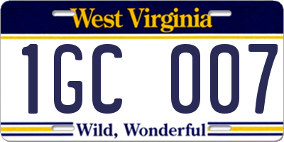 WV license plate 1GC007