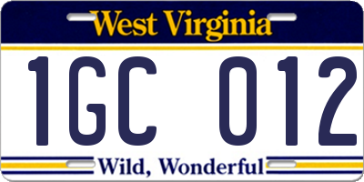 WV license plate 1GC012