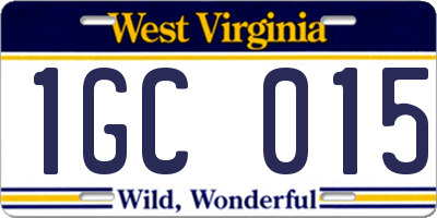 WV license plate 1GC015