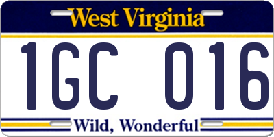 WV license plate 1GC016