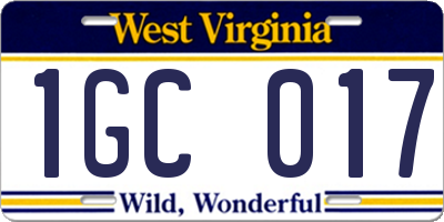 WV license plate 1GC017