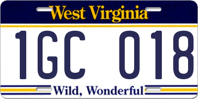 WV license plate 1GC018