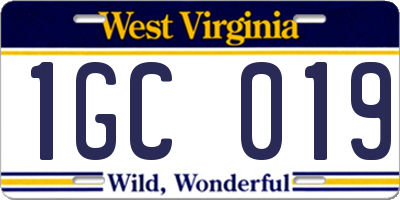 WV license plate 1GC019
