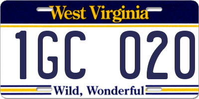 WV license plate 1GC020