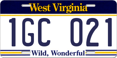 WV license plate 1GC021