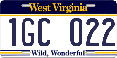 WV license plate 1GC022
