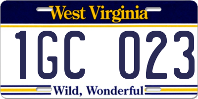 WV license plate 1GC023