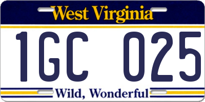 WV license plate 1GC025