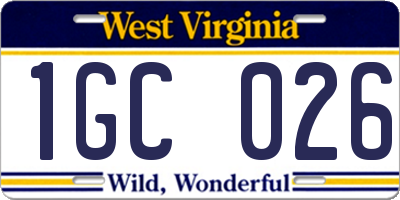 WV license plate 1GC026
