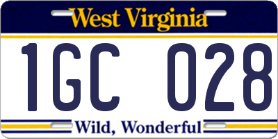 WV license plate 1GC028