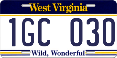 WV license plate 1GC030