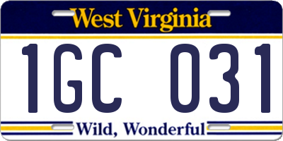 WV license plate 1GC031