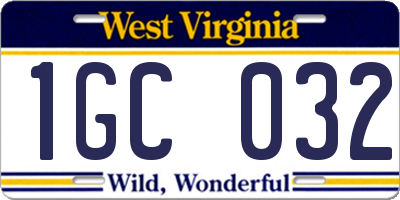 WV license plate 1GC032