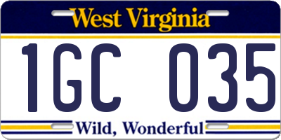WV license plate 1GC035