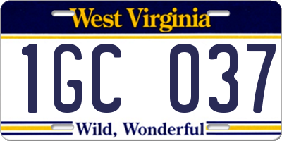WV license plate 1GC037