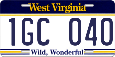 WV license plate 1GC040