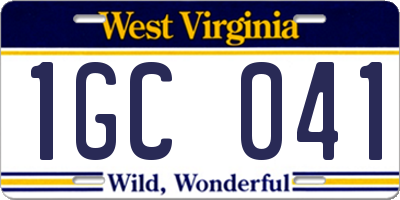 WV license plate 1GC041