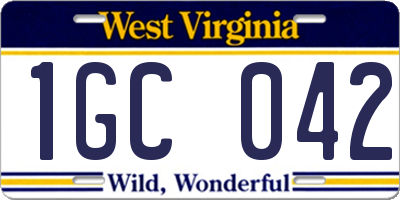 WV license plate 1GC042