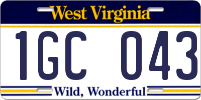 WV license plate 1GC043