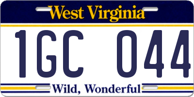 WV license plate 1GC044