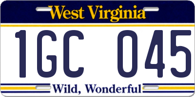 WV license plate 1GC045