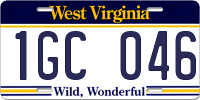 WV license plate 1GC046