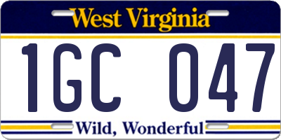 WV license plate 1GC047