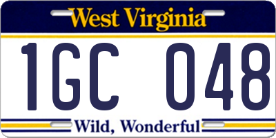 WV license plate 1GC048