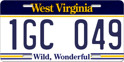 WV license plate 1GC049