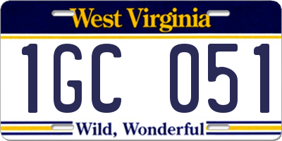 WV license plate 1GC051