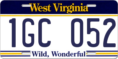 WV license plate 1GC052